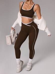 Slayform Slayform Seamless High Elasticity Women's Sports Set - Brown - View 6