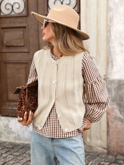 Brillora Gilet tricoté pour femmes pour l'automne/l'hiver, port quotidien décontracté et vacances