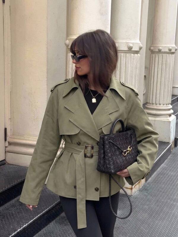 Aloruh Women's Casual Double-Breasted Trench Coat Jacket, Autumn,New Fall Styles