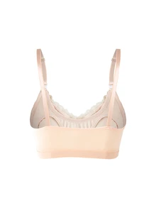 Moonlight&Mama Maternity Solid Color Contrast Lace Bow Decor Comfortable Bra - Apricot - View 2