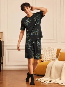 Provexi Provexi Happy Funny Cartoon Cute Quirky Men's Loungewear Set - Multicolor - View 5