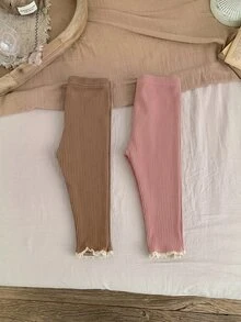 SHEIN 女嬰休閒百搭修身長款冬季長褲 - 彩色 - 查看 5