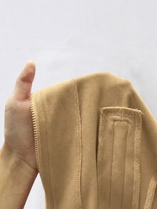 SHEIN Unity Women's Solid Color Zipper Casual Versatile Daily Travel Long Sleeve Jacket - Khaki - View 5