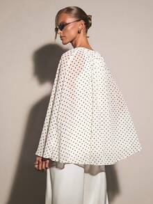 COSMINA Women's Elegant Polka Dot Print Cape Blouse - Multicolor - View 2