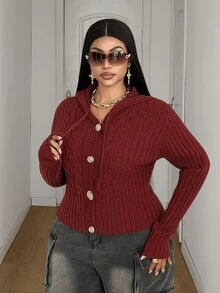 Maweii Plus Size Women's Sexy 2 In 1 Textured Fashion Pullover Sweater - Burgundy - View 5
