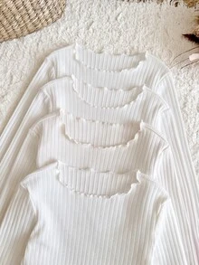 LMoss Kids 女童 4件組長袖針織休閒T恤套裝，秋季女童服飾，適合日常休閒穿著與街頭風格 - 白色 - 查看 5