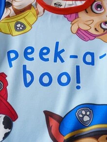 Maija Kids SHEIN | PAW Patrol Maija Kids 小男孩夏季可愛休閒卡通圖案短袖T恤與鬆緊腰長褲套裝 - 藍色 - 查看 4