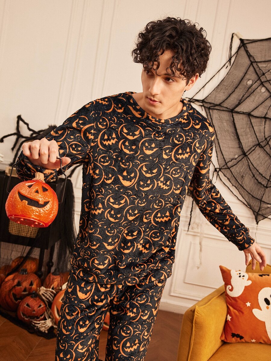 Notgurli Set Pakaian Santai Pria dengan Motif Halloween yang Menyenangkan - MultiWarna - View 1