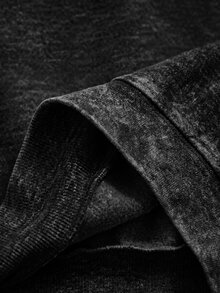 SHEIN 青少年女孩蝴蝶結圖案黑色針織牛仔寬鬆T恤與長褲2件套 - 黑色 - 查看 6