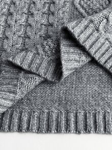 Rustia Plus Size Women Ribbed Texture Polo Collar Long Sleeve Pullover Sweater, Autumn/Winter Back To School Season - Grey - View 8