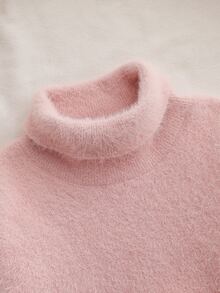 SHEIN 新款時尚百搭極簡柔粉色女嬰針織套頭毛衣 秋冬款 - 粉色 - 查看 6