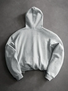 PAVTROS Men's Letter Patch Airplane Buckle Design Hoodie - Grey - View 3