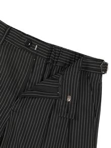 Manfinity Mode Men's Black Striped Suit Pants, Light Business Casual Loose Fit Fashion Versatile Long Pants - Black - View 7