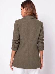 SHEIN Clasi 女款時尚經典卡其色西裝外套，適合春秋日常通勤，秋冬穿搭 - 卡其色 - 查看 2