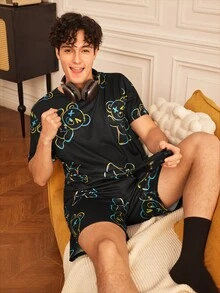 Provexi Provexi Happy Funny Cartoon Cute Quirky Men's Loungewear Set - Multicolor - View 7