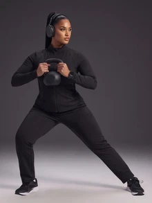Powerista Women's Plus Size All Seasons Black Solid Color Performance Black Full Zip Sports Jacket Breathable Long Sleeve Exercise Track Top Active Wear - Black - View 6
