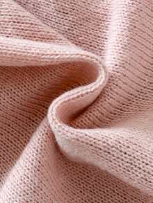 SHEIN Conjunto de 2 piezas de suéter de punto de cable bordado y pantalones de pierna ancha para niña bebé, atuendo versátil casual y sencillo para uso diario, tela suave y cómoda amigable con la piel con buen ajuste, adecuado para parque de atracciones, actividades padres-hijos y fotos, estilo princesa dulce y lindo con un aspecto exquisito y vibrante, tela suave y delicada de alta calidad que vale la pena tener - Rosa vieja - Ver 3