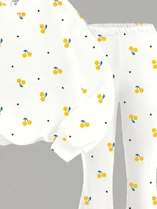 SHEIN 少女休閒簡約寬鬆圓領長袖衛衣與喇叭褲兩件套，適合秋冬穿著 - 彩色 - 查看 4