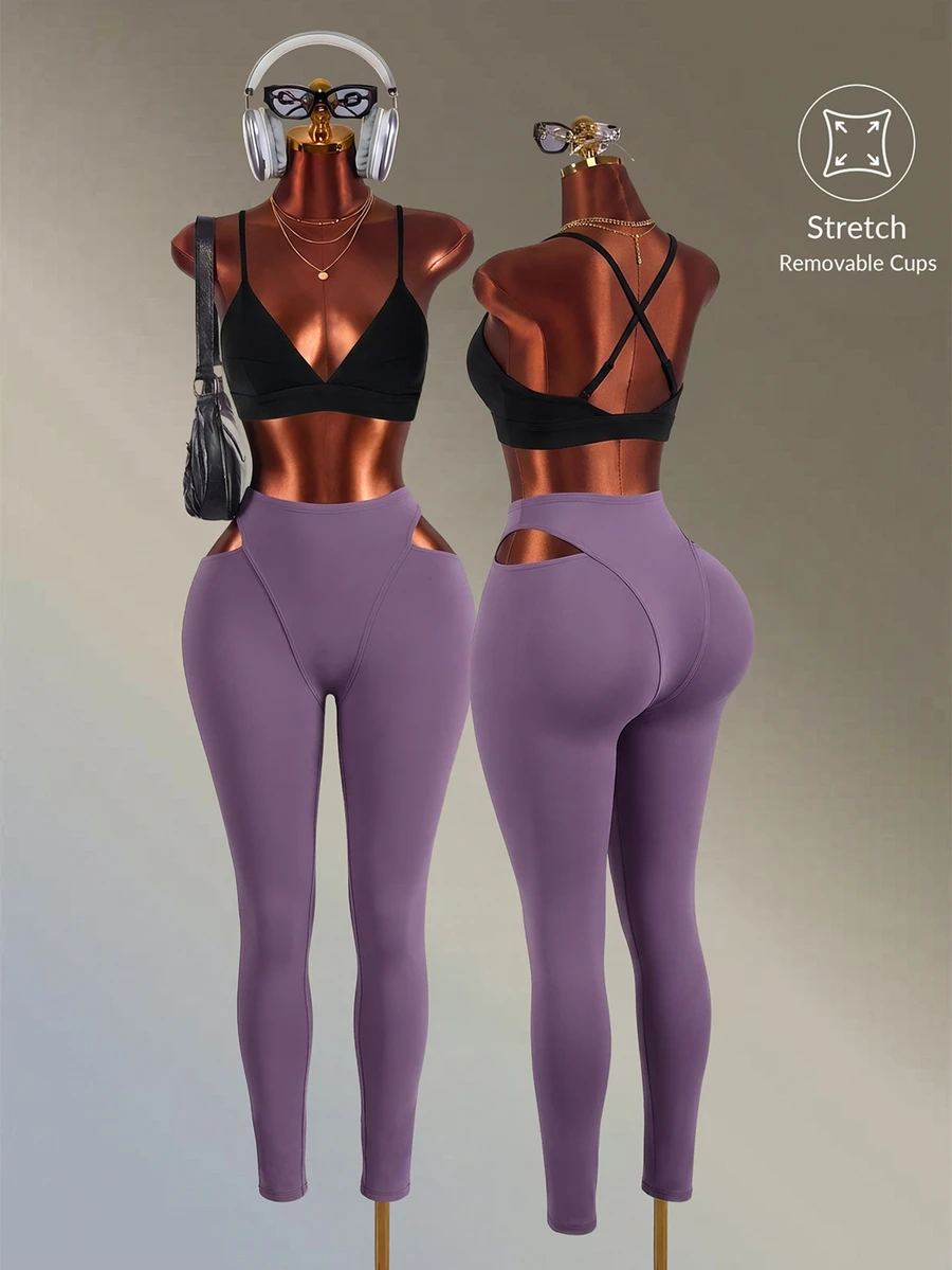 Amplova Women's Dark Purple Slim Fit Ankle Length Leggings - Purple - View 1
