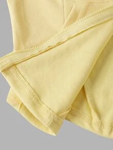 SHEIN Tween Girls 2pcs Solid Pink Drawstring Hoodie & Wide Leg Pants Set, Suitable For Spring/Autumn Casual And Daily Wear - Yellow - View 3