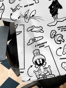 LOONEY TUNES X SHEIN Manfinity Joysei 男士字母卡通印花圓領短袖休閒T恤 - 白色 - 查看 3