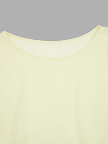 Sweetra Plus Size Solid Color Minimalist Camisole Tank Top & Asymmetrical Top Vacation 2 Pieces Set - Pale Yellow - View 8