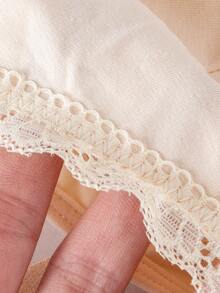 Moonlight&Mama Maternity Solid Color Contrast Lace Bow Decor Comfortable Bra - Apricot - View 6