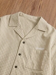 SWAVVY Men's Plaid Patchwork 2 In 1 Shirt - Apricot - View 3