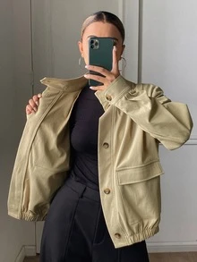 Livesso Women's Casual Trench Coat Jacket, Autumn - Khaki - View 7