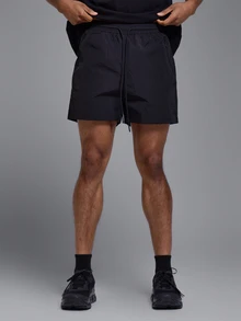 Musero Sport Smart Poly Gym Short Elasticated Wasitband Zipper Fastening Pockets Spring Summer Sports Activewear - Black - View 3