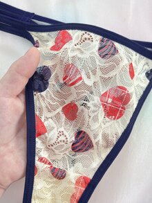 Eraneu Women's Sexy Lingerie Printed Lace Bra And Panty/Thong 2-Piece Set - Multicolor - View 5
