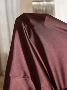 LuxeNights Satin Glossy Lace Trim Elegant Minimalist Tie-Front Women's Loungewear Robe - Brown - View 7
