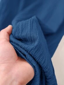 CosyJoli Plus Size Casual Versatile Solid Color Pants - Blue - View 7