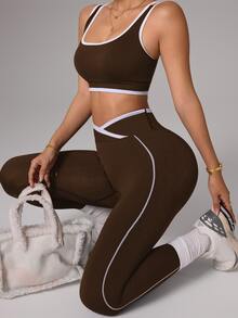 Slayform Slayform Seamless High Elasticity Women's Sports Set - Brown - View 7