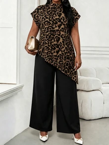 SHEIN Lady Plus Size Women's Leopard Print Casual Versatile Everyday Top - Multicolor - View 6