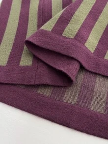 Rustia Sweater Pullover Kasual Longgar Lengan Panjang Bergaris Model Bahu Jatuh untuk Wanita Ukuran Besar Musim Dingin - Krem - View 8