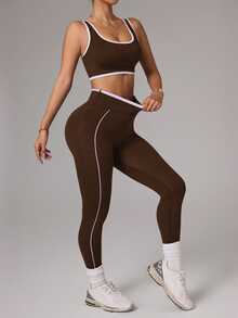 Slayform Slayform Seamless High Elasticity Women's Sports Set - Brown - View 4