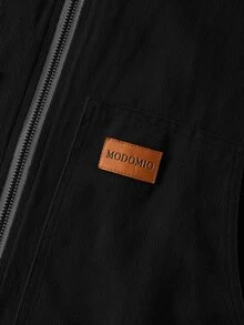 HIMLAND Men's Woven Fitted Regular Shoulder Colorblock Patchwork Long Sleeve Casual Shacket, Suitable For Autumn/Winter Halloween Winter Party Autumn  - Black - View 3