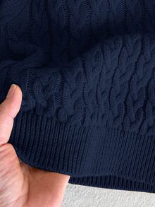 SHEIN 兒童小男孩秋冬毛衣，柔軟舒適學院風英倫風校服，適合返校日、職業日、聖誕節、萬聖節、生日 - 藏蓝色 - 查看 3