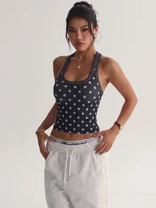 Dewbera Dewbera 女款無縫瑜伽運動內衣 無鋼圈健身運動休閒上衣 交叉式運動背心 跑步內衣 健身房波點白色夏季款 - 黑色 - 查看 6