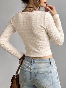 SHEIN 女款春夏/秋冬新款簡約休閒百搭上衣 - 杏色 - 查看 2