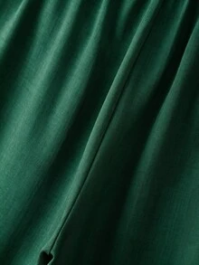 Selianne Calça Longa Feminina Premium Vintage Elegante com Amarração na Cintura, Leve, Luxuosa, Casual e Versátil, para Trabalho, Escritório, Viagem e Estilo Francês Chic - Verde Escuro - Visão 5