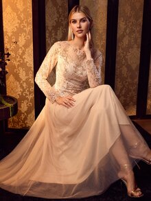 MOTF Soiréza WOMEN'S HIGH-END HEAVY EMBELLISHED RHINESTONE EMBROIDERY LONG EVENING DRESS - Champagne - View 1