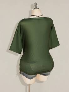 SHEIN ICON 大碼T恤 - 軍綠色 - 查看 12