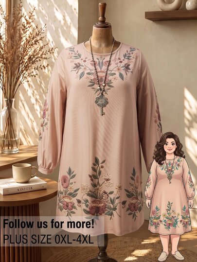 Rusticease Plus Size Vacation Fashion Floral Print Dress