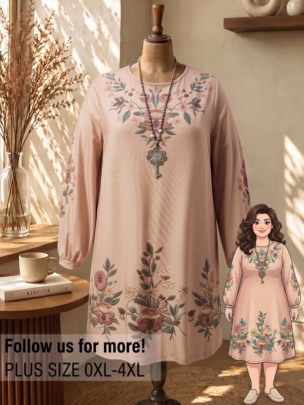 Rusticease Plus Size Vacation Fashion Floral Print Dress
