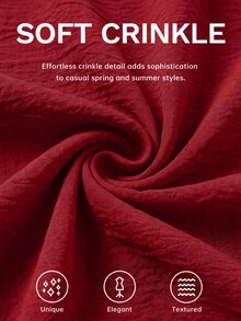 Shapeblank Plus Size Women's Solid Color Pleated Casual Daily Summer Dress - Red - View 8