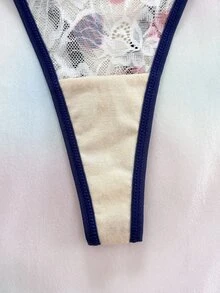 Eraneu Women's Sexy Lingerie Printed Lace Bra And Panty/Thong 2-Piece Set - Multicolor - View 4