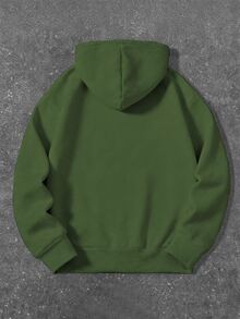 Resyla Men 男士字母刺繡寬鬆拉鍊連帽外套 - 橄欖綠 - 查看 2