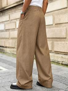 Major Grit Men's Young Street Style, INS Multi-Functional Item: Striped Khaki Loose Pleated Men's Long Pants, Best Choice For Holiday Gift - Khaki - View 2